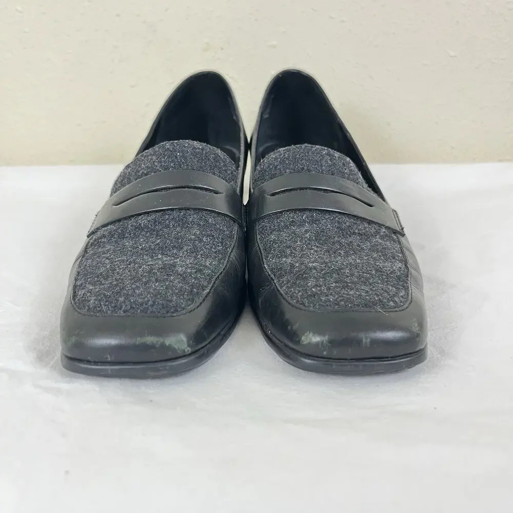 Rockport Leather Square Toe Loafer Womens 8.5 Black